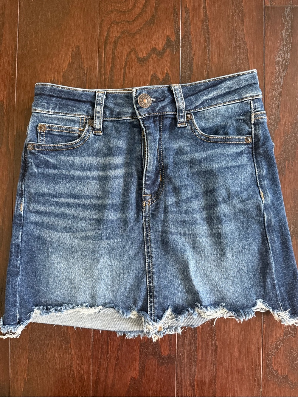 American Eagle Outfitters Blue Distressed Denim Mini Skirt